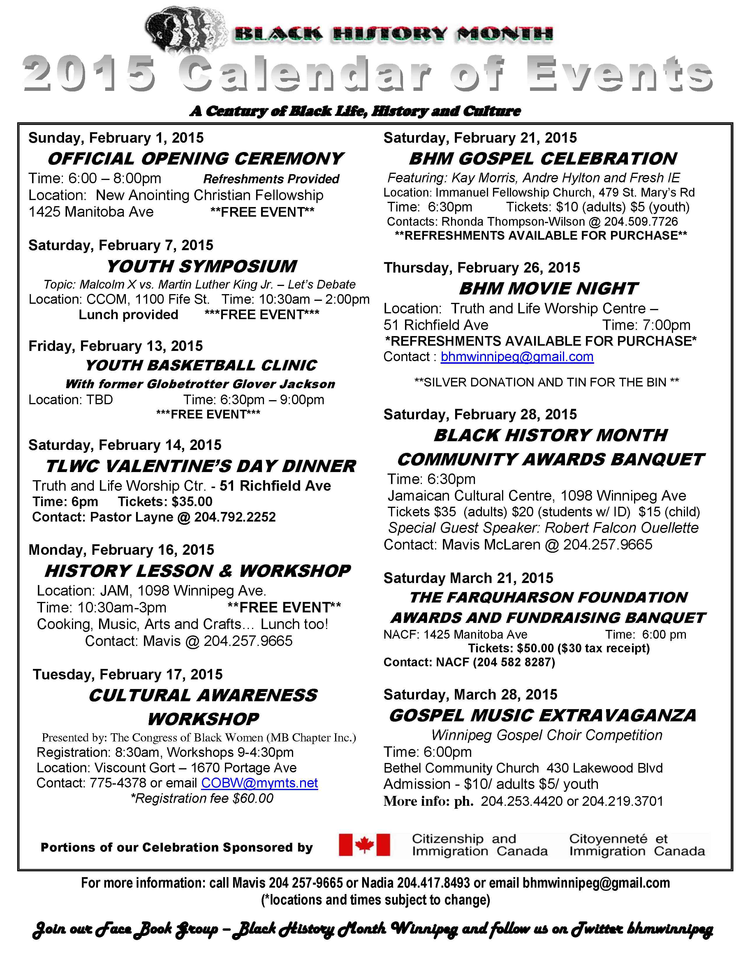 2015 Black History Month Winnipeg Calendar of Events PegCityLovely
