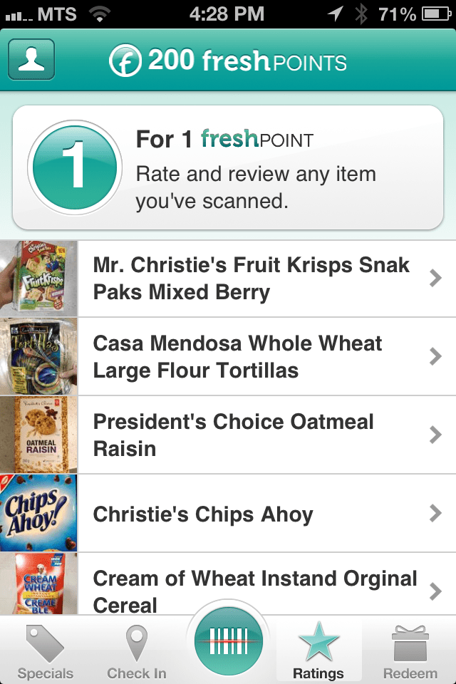 freshpoints rate screen