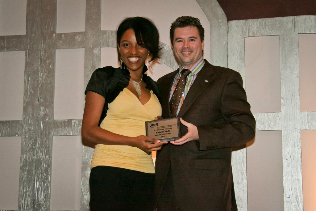 JCI Winnipeg - 2012 Member of the Year Natalie Bell (with Kelly Faubert - Past President)