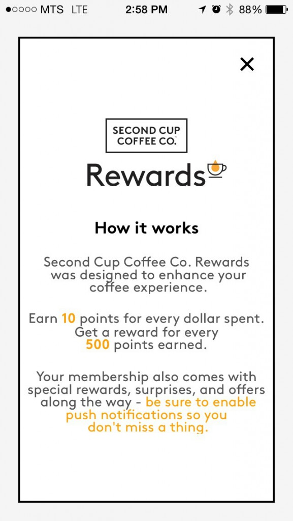 SecondCup Rewards App 2